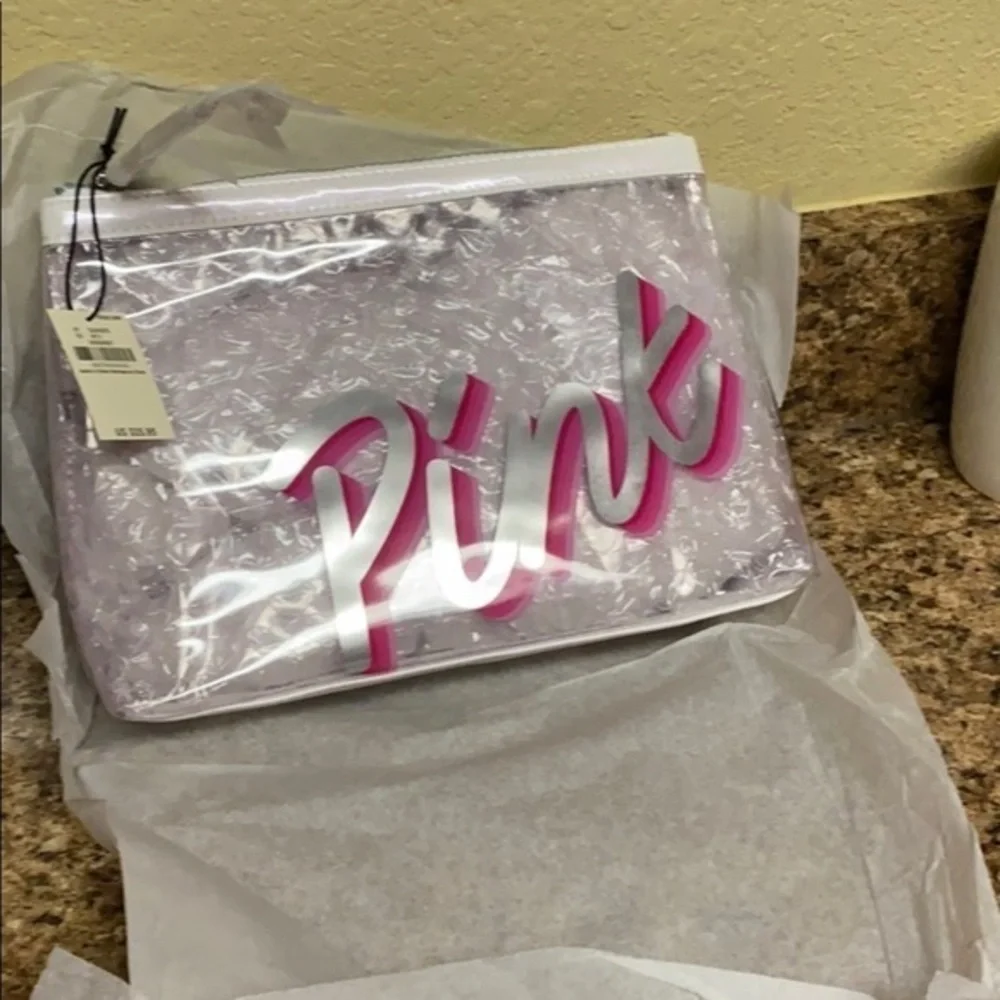 Pink Clear Victoria’s Secret Large Makeup Bag (NWT)